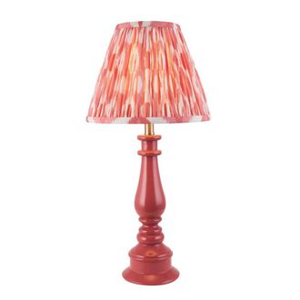 Netlighting Myrtle Pink Clay Table Lamp with Coral Pink Fabric Ikat Shade 25cm B22