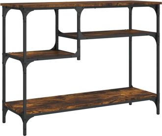 vidaXL Mesa consola con estantes roble ahumado 100x35x75 cm vidaXL