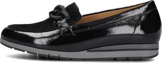 Gabor Zwarte Su&egrave;de Loafers met Kettingdetail - Dames - Loafers - Zwart - 37 EU - Su&egrave;de - Schoenen