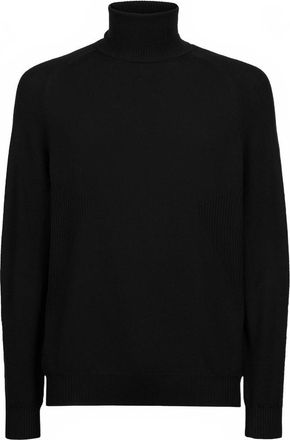 Sease Mens Ultra Fine Wish Virgin Wool Turtle Neck Sweater In Black