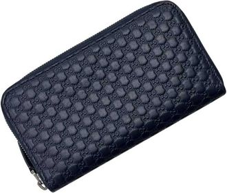 Gucci Navy Leather Long Wallet (Bi-Fold) (Pre-Owned)