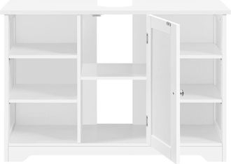 Yaheetech Mueble Baño Bajo Lavabo con Pie Armario de Baño de Suelo 6 Estantes y 1 Puerta 60×30×90 cm Blanco - Yaheetech