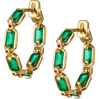 Lito Generosity Agate Hoop Earrings in Green at Nordstrom