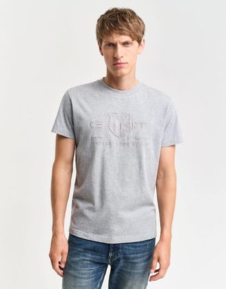 GANT Mens Tonal Shield T-Shirt - Grey - Size: 36