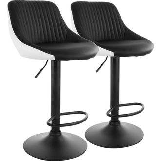 Elama 2 Piece Faux Leather Adjustable Bar Stool in Black at Nordstrom