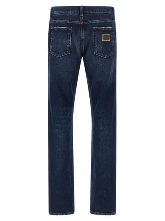 Dolce & Gabbana Logo Plaque Jeans - Blue