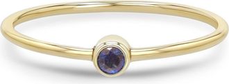 Zo&euml; Chicco 14K Gold Bezel Birthstone Stacking Ring in Yellow Gold/Blue Saphire at Nordstrom, Size 8