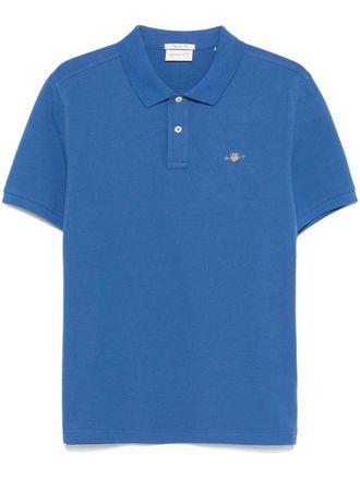 GANT shield-motif short-sleeve polo shirt - men - Elastane/Cotton/Cotton - M - Blue