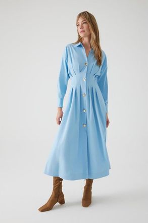 Exquise Alba Midi Shirt Dress in Light Blue at Nordstrom, Size X-Small