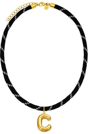 Petit Moments Bubble Initial Pendant Cord Necklace in Black-C at Nordstrom