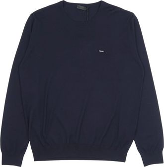 Prada Ronde hals gebreid - Heren - Ronde hals truien - Blauw - XL - Truien & Vesten