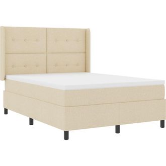 vidaXL Box Spring Bed with Mattress Cream 140 x 190 cm Fabric vidaXL