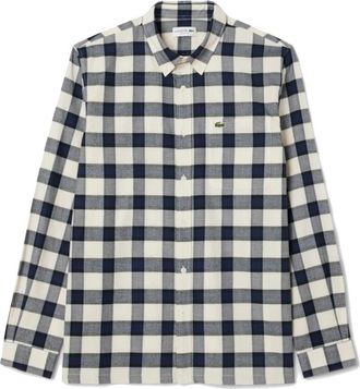 Lacoste Regular Fit Flanellen Schots Ruitpatroon Overhemd - Heren - Casual Overhemden - Blauw - 2XL - Katoen - Overhemden