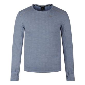 Nike Mens Nike Brand logo Printing Running Sports Round Neck Long Sleeves Blue T-Shirt BV4708-460