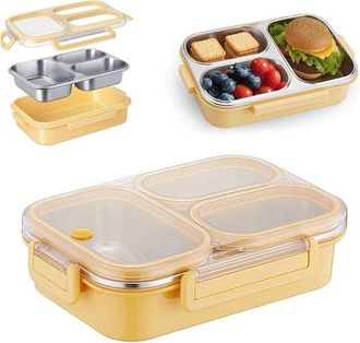 OEM Fiambrera Con 3 Compartimentos, Fiambrera Y Caja De Merienda De Acero Inoxidable Para Ni&ntilde;os, Dise&ntilde;o Seguro Y Duradero