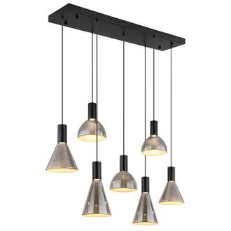 Netlighting Labora Cluster Pendant Matt Black Smoke Glass Shade 7x LED 3000K