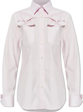 Moschino Shirt met Decoratieve Strikken - Dames - Overhemden - Roze - S - Katoen - Overhemden