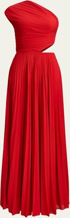 Ralph Lauren Collection Holin Pleated Jersey One-Shoulder Gown