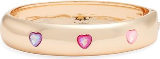 Open Edit Faceted Heart Hinged Bangle Bracelet in Multi Pink- Gold at Nordstrom