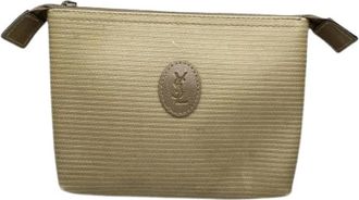 Saint Laurent Pre-owned Clutches, female, Beige, Size: ONE SIZE Pre-owned Cotton Clutch