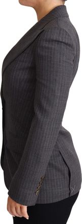 Dolce & Gabbana Womens Gray Single Breasted Fitted Blazer Wool Jacket Virgin Elastane Clothing