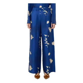 Max Mara Broeken, Dames, Blauw, S, Wol, Helga Wide Broeken