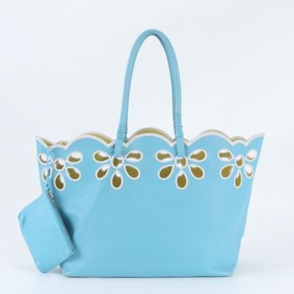Celine Blue Leather Handbag Shoulder Bag Tote Bag (Pre-Owned)
