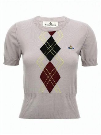 Vivienne Westwood Fitted Knit Sweater With Classic Argyle Pattern