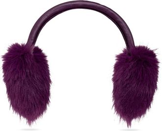Balenciaga Fur Ear Muffs with Logo - Dames - Accessoires - Paars - Maat: ONE Size Leer