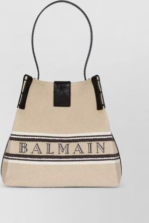 Balmain canvas leather bucket bag shoulder strap