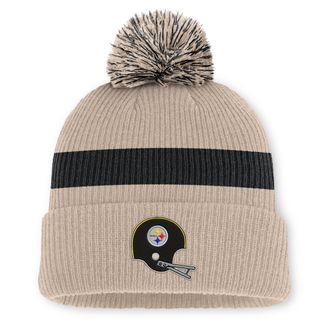 Nike Pittsburgh Steelers Rewind Peak Nike Mens NFL Cuffed Pom Beanie in Brown | NF160J2R7LV-M17