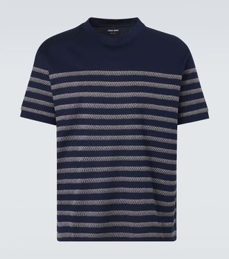 Giorgio Armani Striped cotton-blend T-shirt