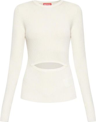 Diesel Geribbelde Top - Dames - Blouses - Beige - M - Wol - Overhemden