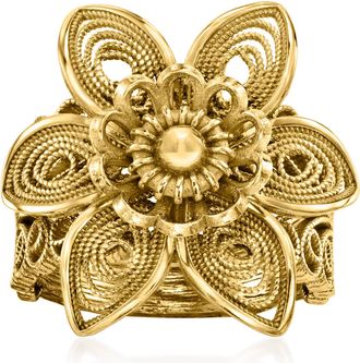 Ross-Simons 18kt Gold Over Sterling Filigree Flower Ring