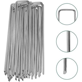 Vingo Swanew Lote De 1000 Piquetas Anclaje Suelo Jard&iacute;n 150x25x2,8mm Galvanizado Plata