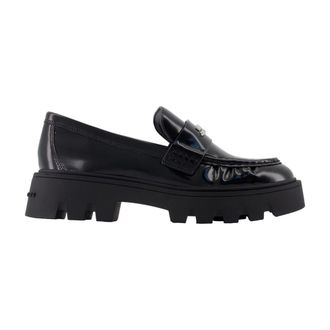 Marc Jacobs Loafers, female, Black, Size: 10 US Black Leather Slip-On Loafers