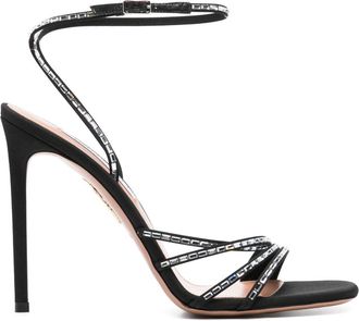 Aquazzura Black Stiletto Sandals with Crystal Embellishments