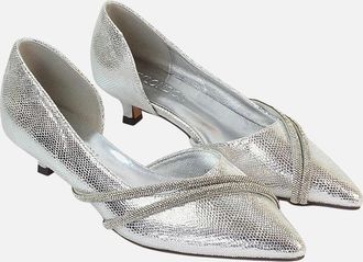 XY London Womens XY London Womens/Ladies Kirsty Rhinestone Kitten Heel Court Pumps - Silver - Size: 3