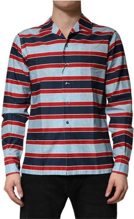 Dolce & Gabbana Strepen Katoenen Button Down Shirt - Heren - Casual Overhemden - Veelkleurig - XL - Katoen - Overhemden