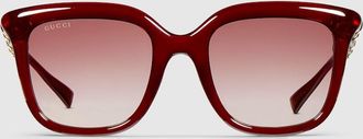 Gucci Square Frame Sunglasses, Red