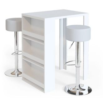 Vicco Tavolo bar con sgabelli, Bianco, 57 x 80 cm con 2 sgabelli da bar