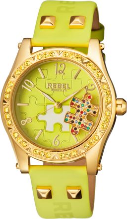 Rebel Rockers Gravesend Lime Green Dial Leather Watch