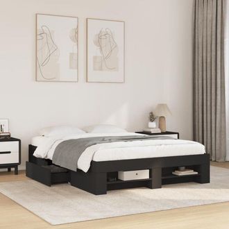 vidaXL Estructura De Cama Madera De Ingenier&iacute;a Negra 120x190 Cm Vidaxl