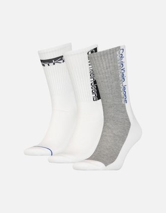 Calvin Klein Mens Jeans 3-Pack Mixed Logo Athleisure Sports Socks, White - White/White - Size: 16/14.5/8/15/8.5/15.5/9/13/13.5/14/6.5/7/7.5/11.5/5/12