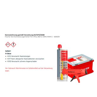 Fischer 12x Mortero De Alto Rendimiento Fis V Plus 360 S / Dms Hwk G - 560029
