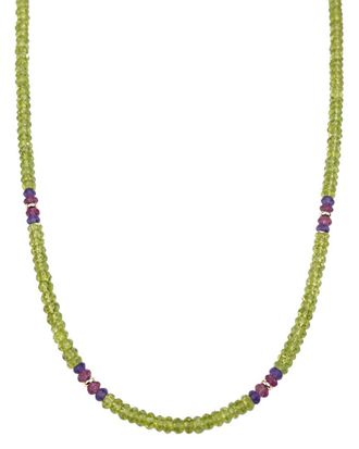 Jewelmak 14K Peridot, Amethyst, Tourmaline Necklace