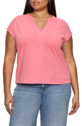 Sanctuary Organic Cotton Blend Split Neck T-Shirt in Bloom Pink at Nordstrom, Size 2 X