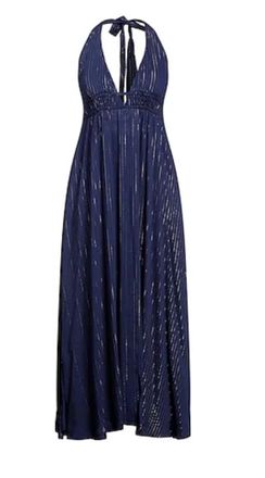 Heidi Klein Heidi Klein Blue Midnight Thread Midi Dress Size S