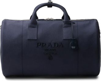 Prada Borsone con logo goffrato - Blu