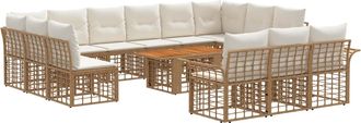 vidaXL Conjunto De Sof&aacute;s De Jard&iacute;n 14 Uds. Natural Y Crema Vidaxl